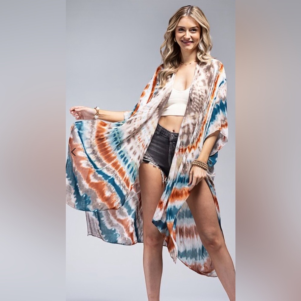 Macchia Di Ruggine Tie Dye Flowy Kimono Hippie Festival Boho Oversized